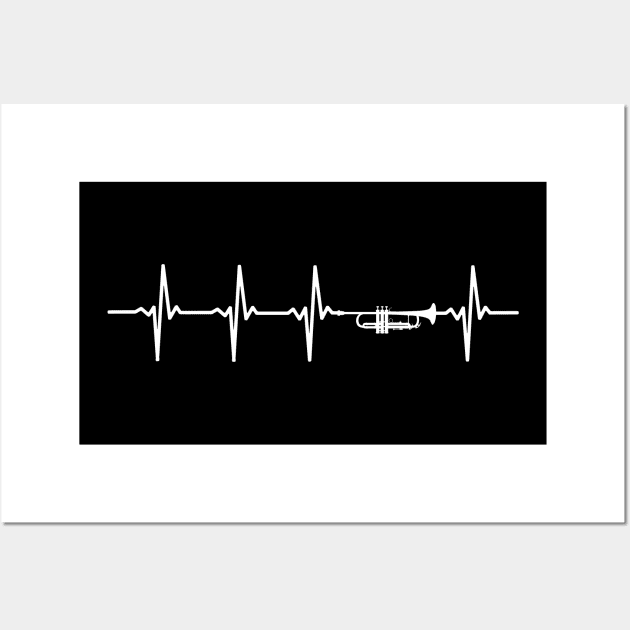 Trumpet Heartbeat Gift For Trumpeters & Trumpet Players Wall Art by OceanRadar